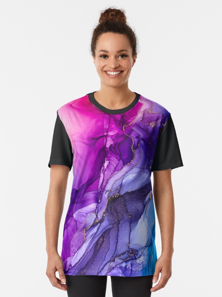 Alternate view of Abstract Vibrant Rainbow Ombre Graphic T-Shirt