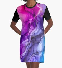 Abstract Vibrant Rainbow Ombre Graphic T-Shirt Dress