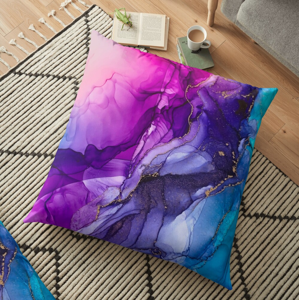 Abstract Vibrant Rainbow Ombre Floor Pillow