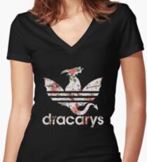Camiseta entallada de cuello en V Dracarys Dragon Flowers
