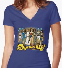 SuperWomen of the 70s - DyNoMite! Women's Fitted V-Neck T-Shirt