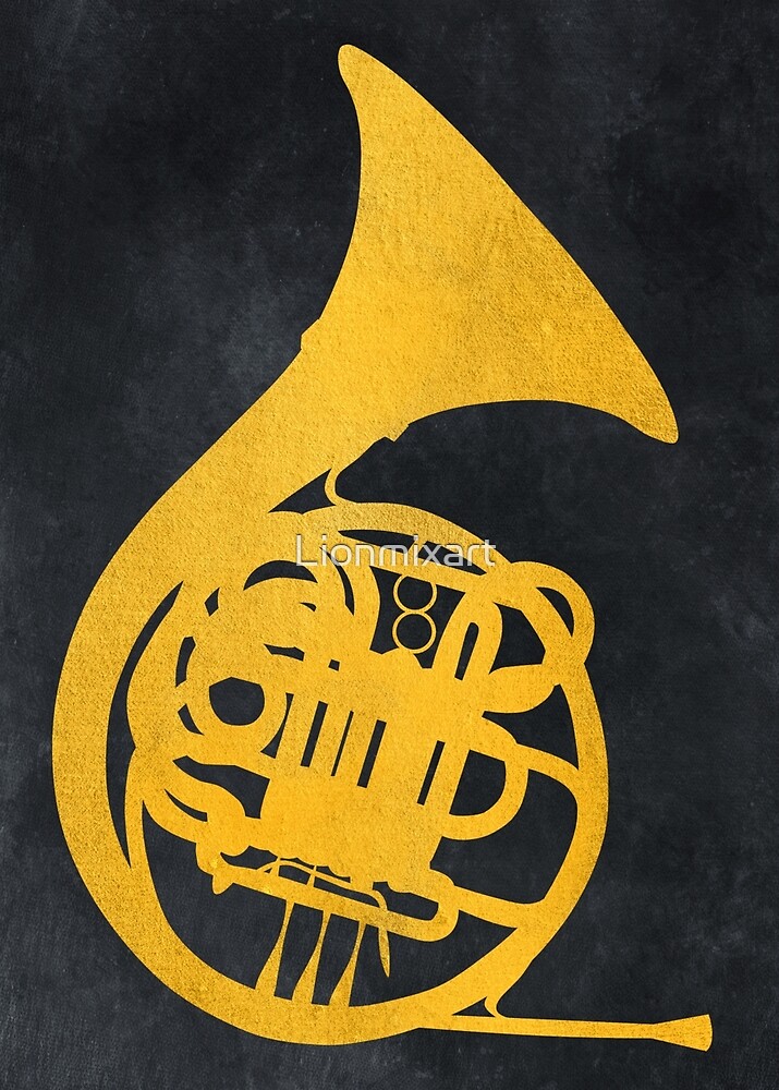 "French horn music instrument frenchhorn music" by Lionmixart Redbubble