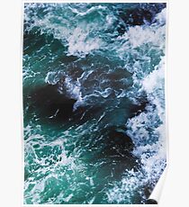 Póster Blue Ocean Waves, fotografía de mar, paisaje marino
