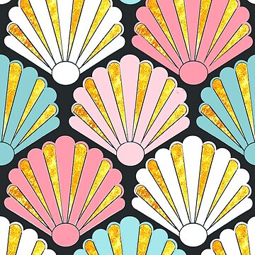 Artwork thumbnail, seashell Coral , blush pink and mint seashell art deco pattern by MagentaRose