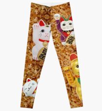 Lucky Chance Katzen maneki neko auf Reis | Katzen-Kunst-Design Leggings