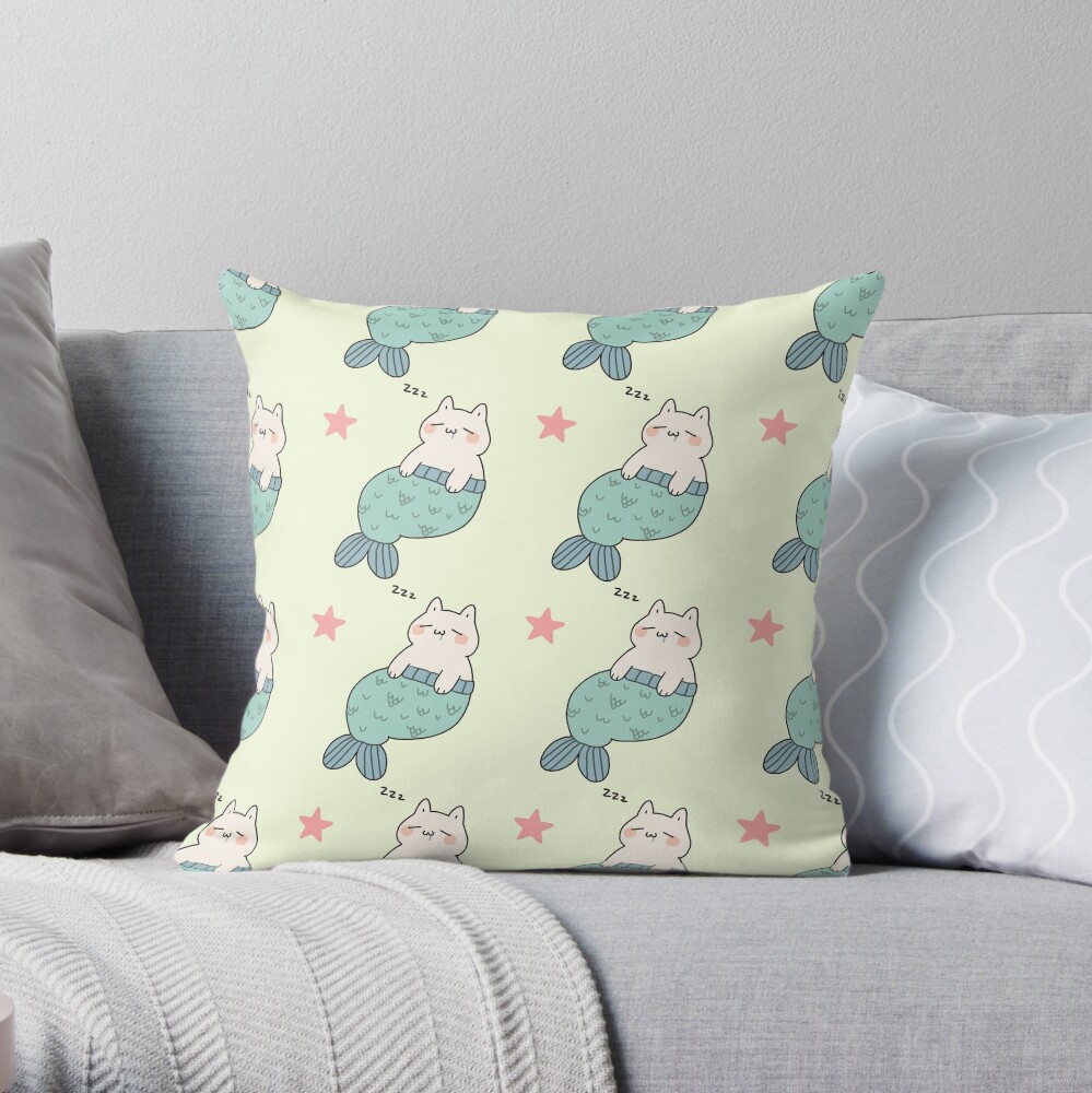 Catfish - Patterned Throw Pillow