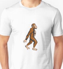 Neanderthal Man Walking Side Cartoon Unisex T-Shirt