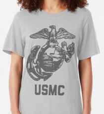 Vintage Gray USMC Logo Slim Fit T-Shirt