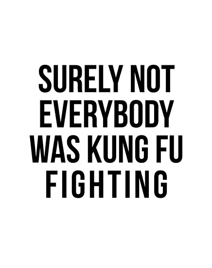 Surely Not Everybody Was Kung Fu Fighting Poster By Kjanedesigns Redbubble