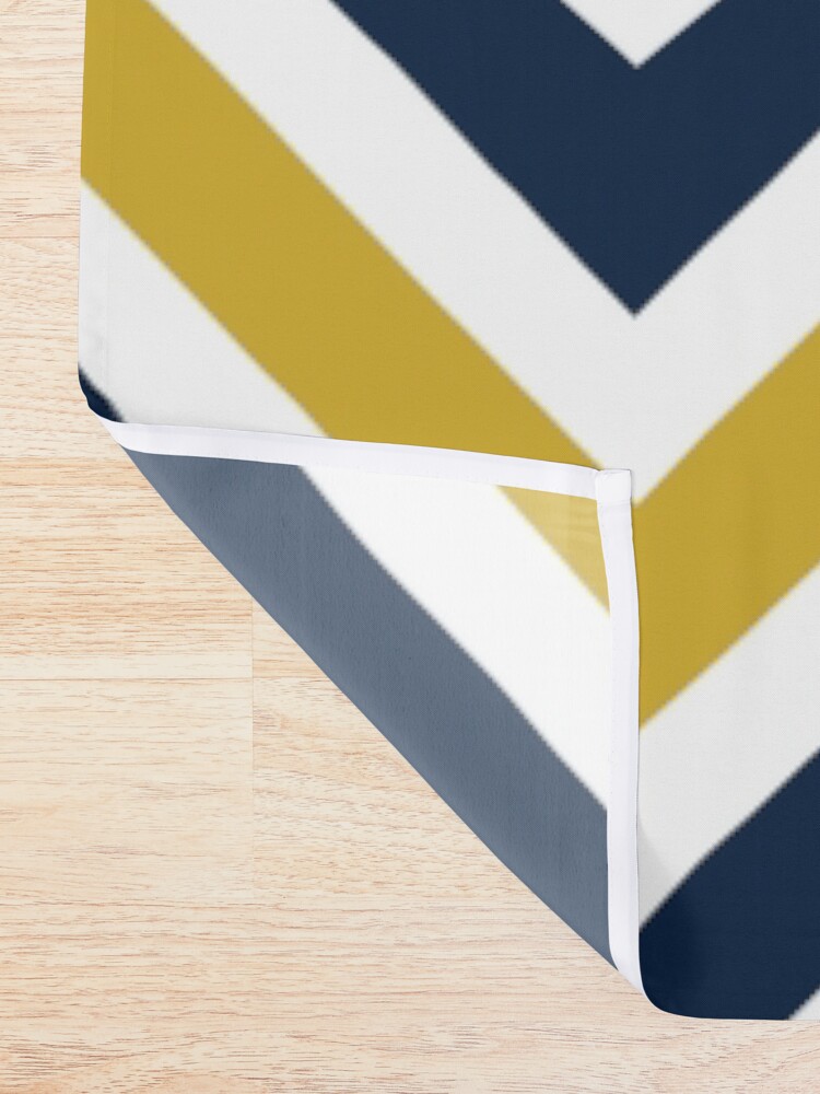Colorful Chevron Pattern Mustard Yellow And Blue Shower Curtain