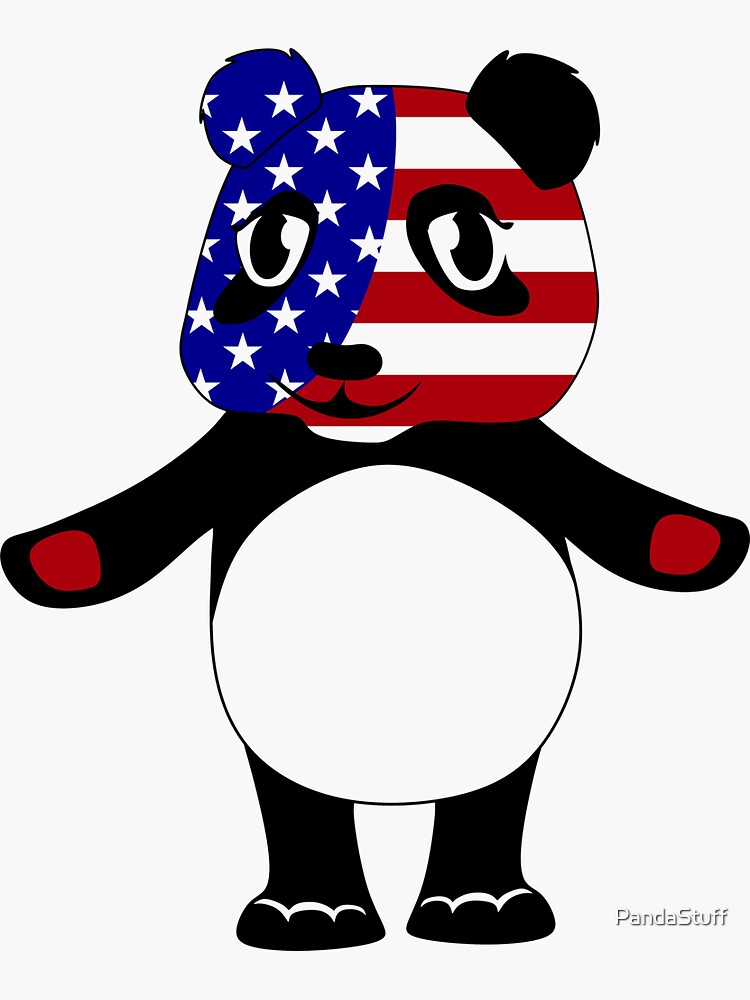 "Panda American flag" Sticker by PandaStuff Redbubble