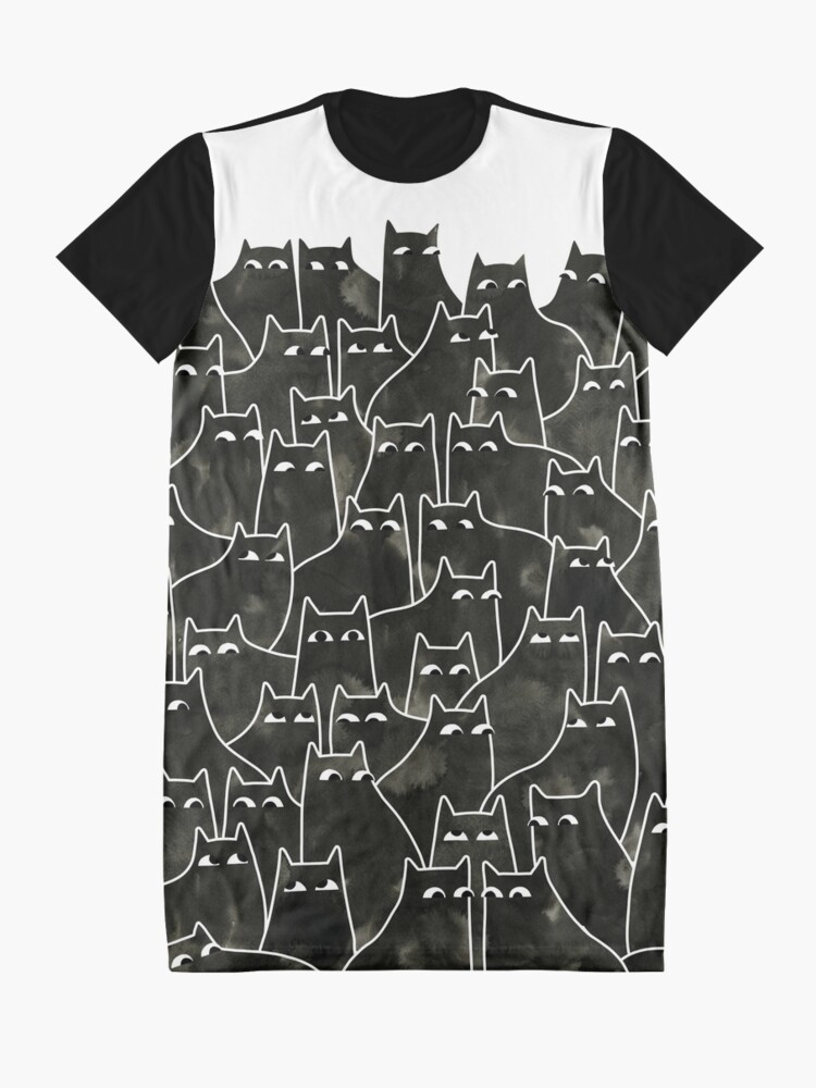 Alternate view of Suspicious Cats Graphic T-Shirt Dress