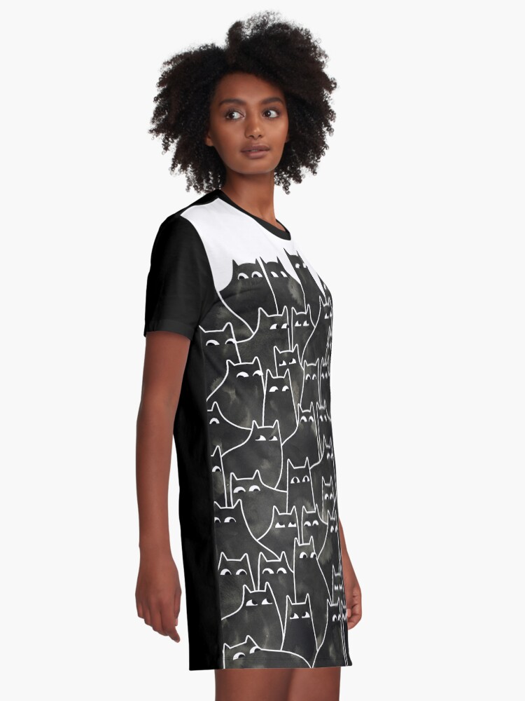 Alternate view of Suspicious Cats Graphic T-Shirt Dress