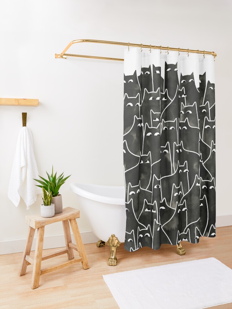 Alternate view of Suspicious Cats Shower Curtain