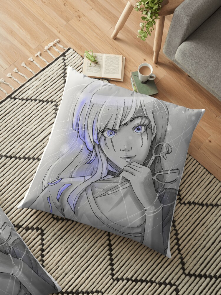 \u0027manga girl with haircut \u0027 Floor Pillow by Carlotta986