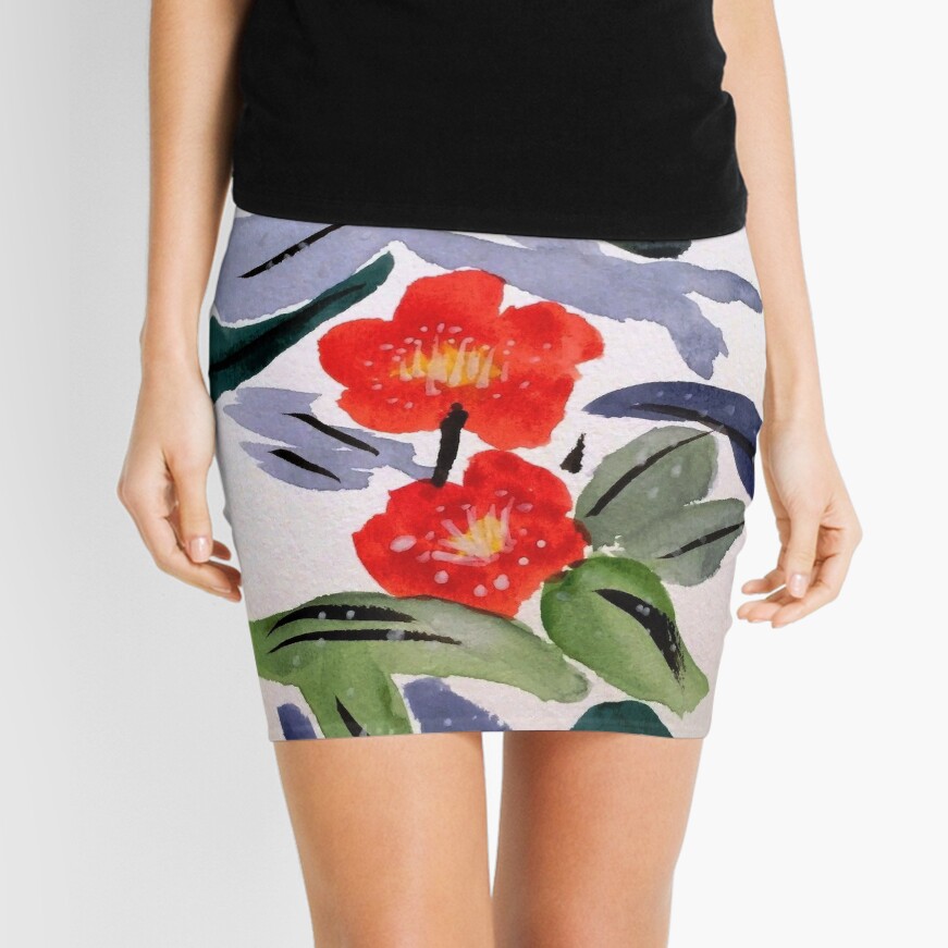 Oriental Flowers Mini Skirt