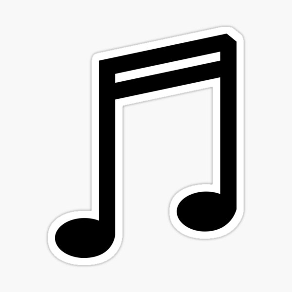 Music double bar note symbol illustration in black and white Sticker