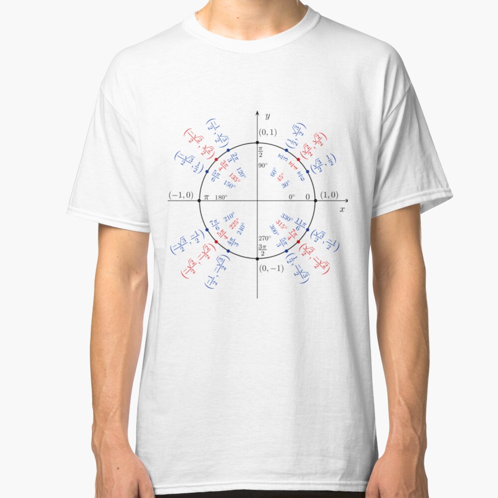 Unit circle angles. Trigonometry, Math Formulas, Geometry Formulas Classic T-Shirt
