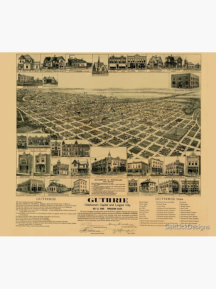 "Historic Guthrie Oklahoma Map" Tapestry by SaltLickDesigns  Redbubble