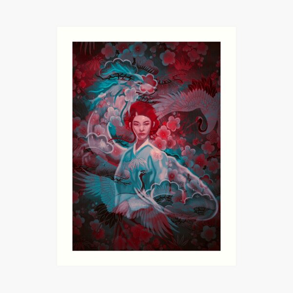 Girl and the dragon Art Print