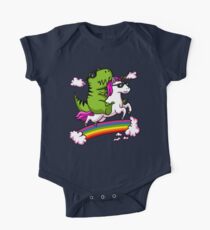 T-Rex Dinosaurier, der Einhorn-magische Regenbogen-Party reitet Baby Body Kurzarm