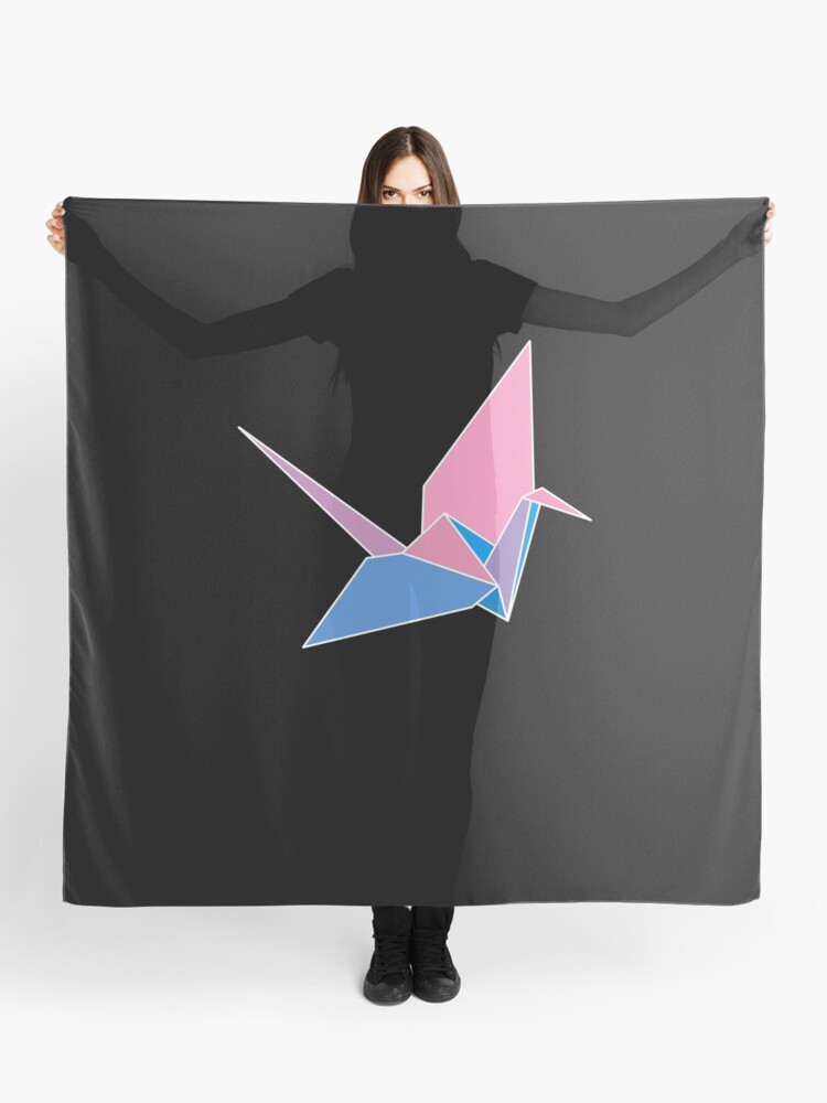 Origami Kranich Pink Blue Scarf