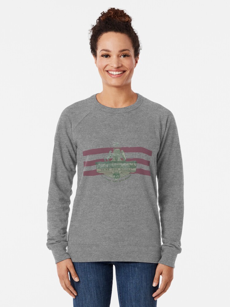 Alternate view of 1912 Fort Worth Flag - We're For Smoke - All Roads Lead to Ft. Worth (Recolored) Lightweight Sweatshirt