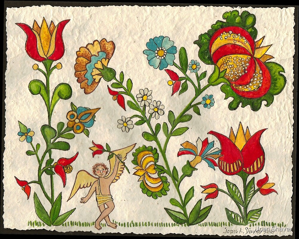 "Pennsylvania Fraktur Art Flower Garden" by Joan Shaver Redbubble