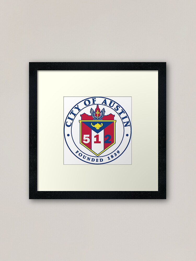 Alternate view of City of Austin Seal with 512 Area Code Framed Art Print
