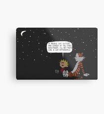 Calvin und Hobbes Night Sky Metallbild