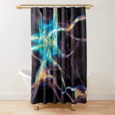 Brain cells network of neurons 3D illustration art photo print Shower Curtain