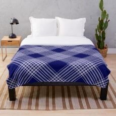 Marineblau und weiß kariert Fleecedecke