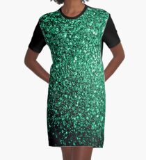 Beautiful Emerald Green glitter sparkles Graphic T-Shirt Dress