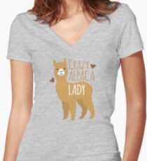 Crazy Alpaca Lady Women's Fitted V-Neck T-Shirt