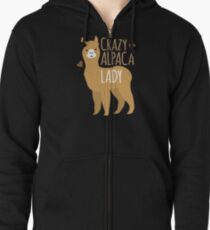 Crazy Alpaca Lady Zipped Hoodie