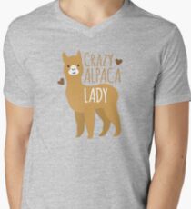 Crazy Alpaca Lady Men's V-Neck T-Shirt
