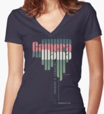 Camiseta entallada de cuello en V Cámara mamá
