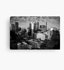 Melbourne Skyline Sunrise - Black & White Canvas Print