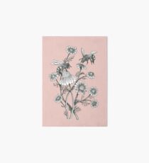 bees and chamomile on dusty pink background Art Board Print