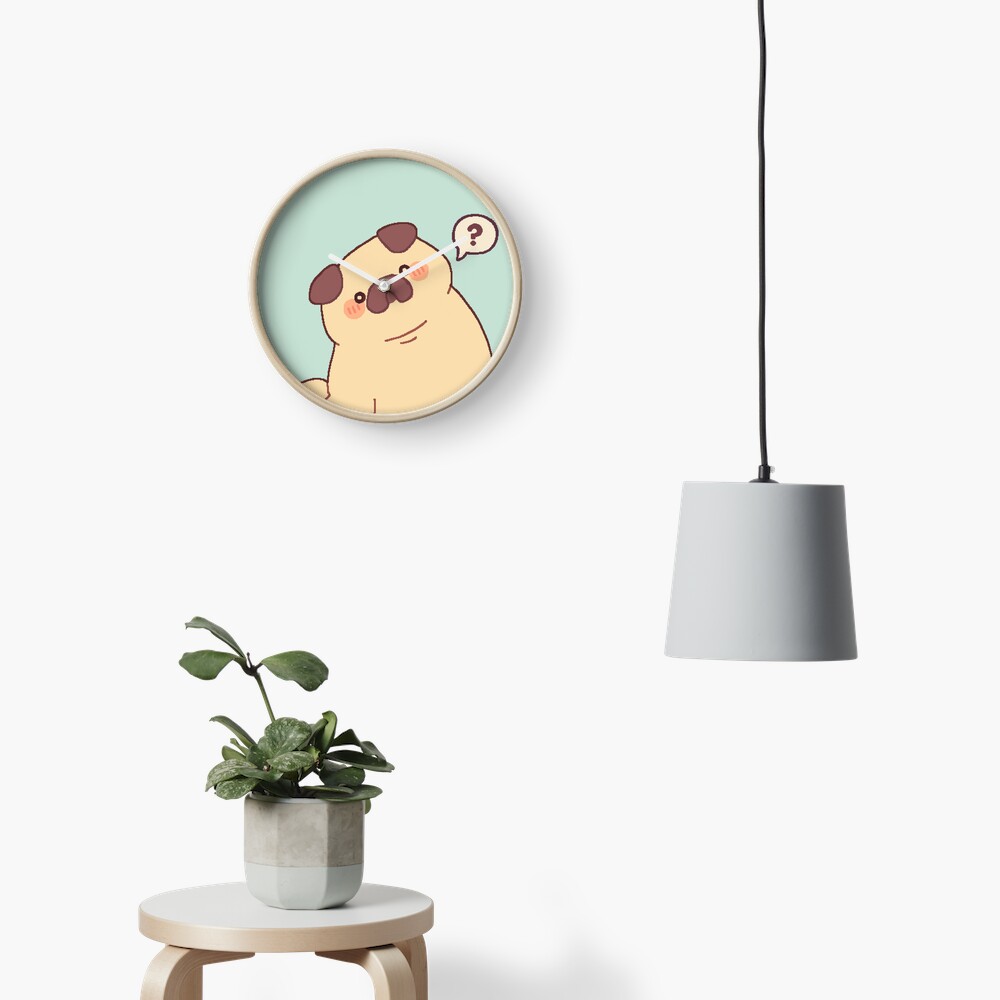 Cute & Confused Chubby Pixel Pug Clock