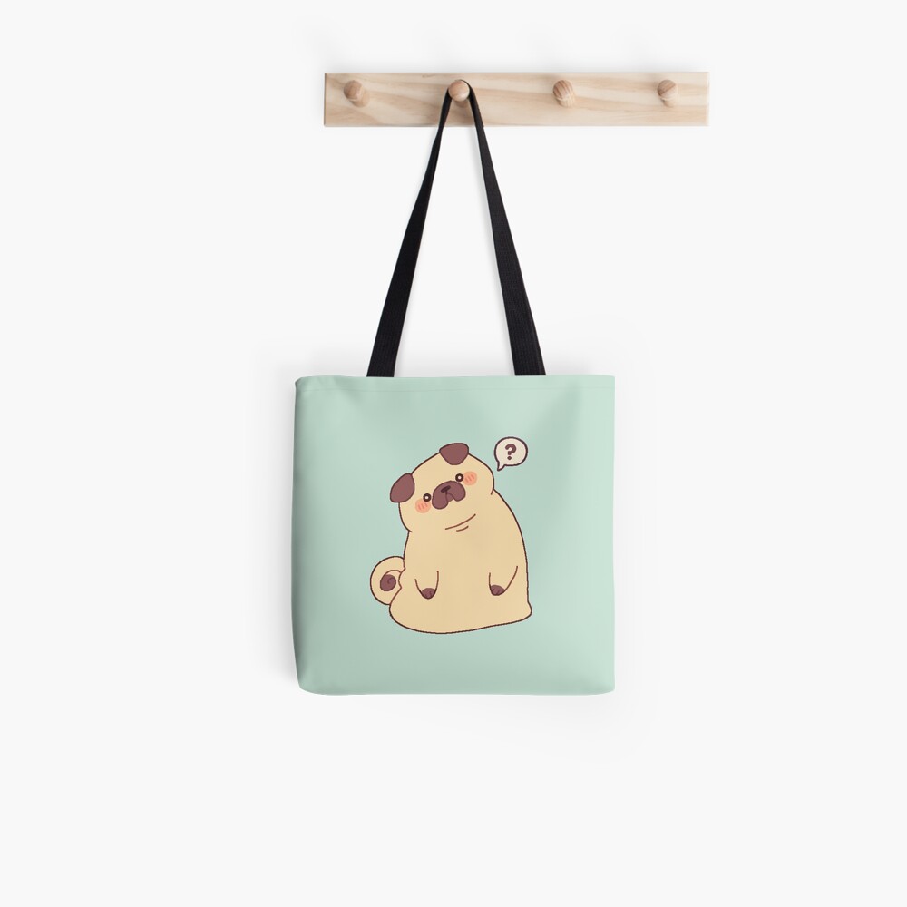 Cute & Confused Chubby Pixel Pug Tote Bag