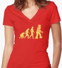Sheldon Robot Evolution Tailliertes T-Shirt mit V-Ausschnitt