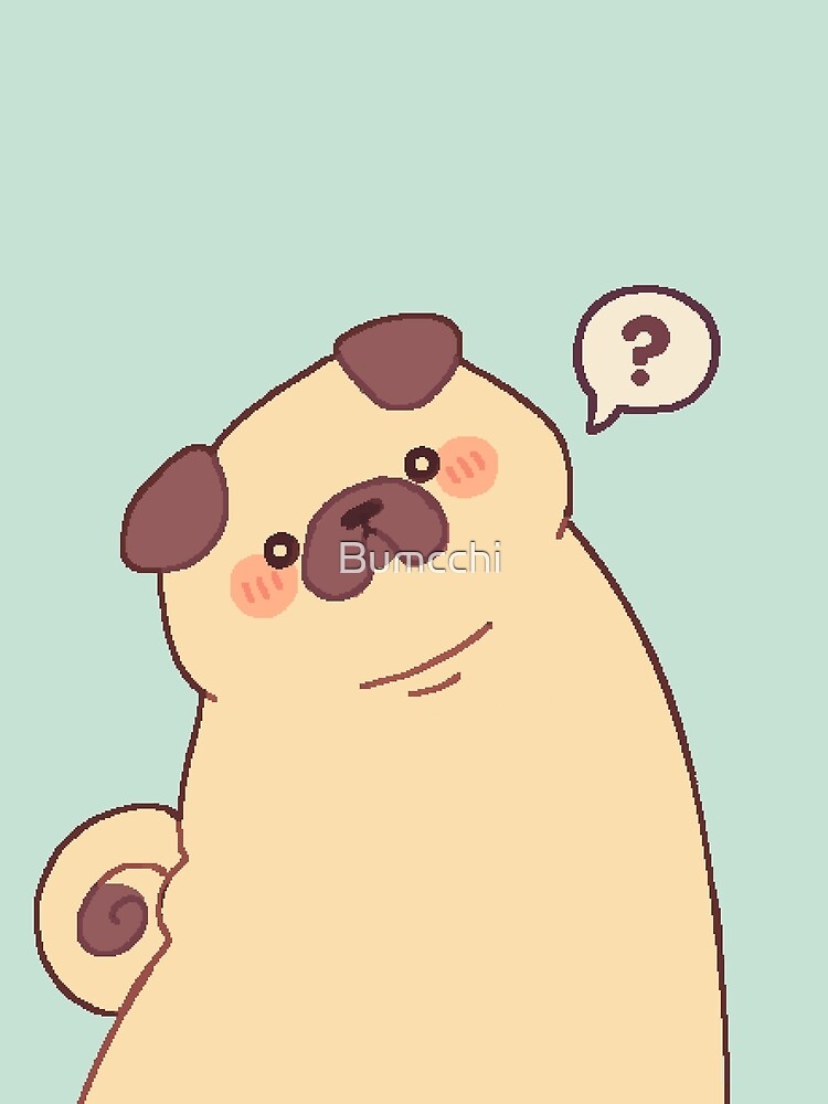 Cute & Confused Chubby Pixel Pug - Long boye by Bumcchi