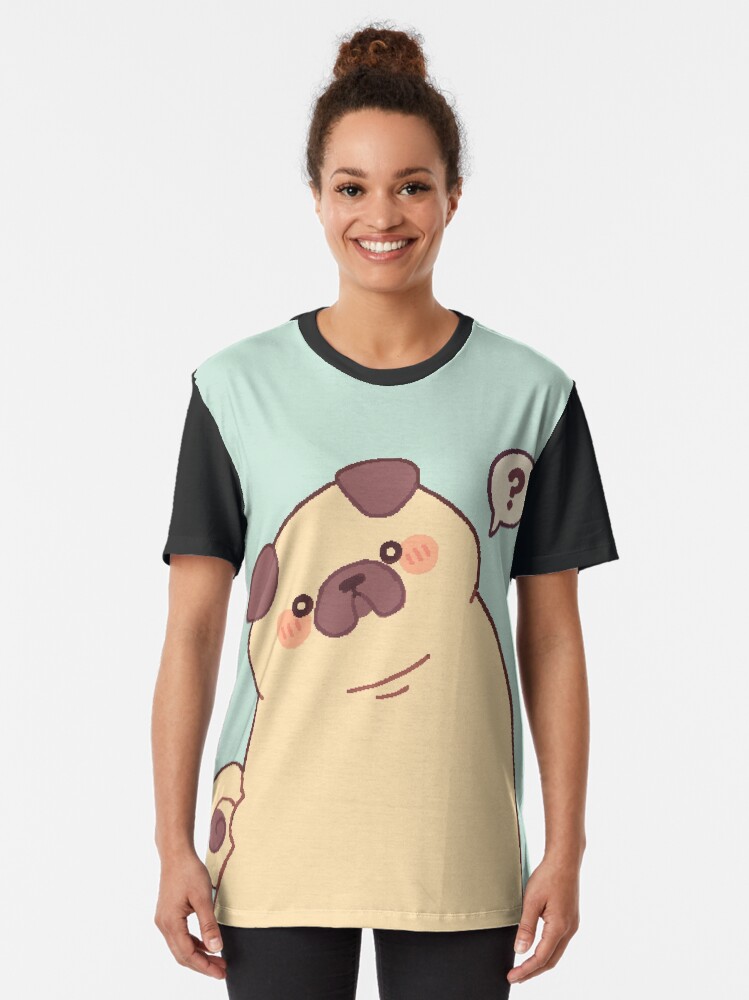 Alternate view of Cute & Confused Chubby Pixel Pug - Long boye Graphic T-Shirt