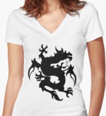 Mythical tribal dragon Women's Fitted V-Neck T-Shirt