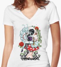 Alice in Zombieland - schmokin Caterpillar (white) Women's Fitted V-Neck T-Shirt
