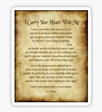 I Carry Your Heart Poem - Antique Parchment Style Sticker