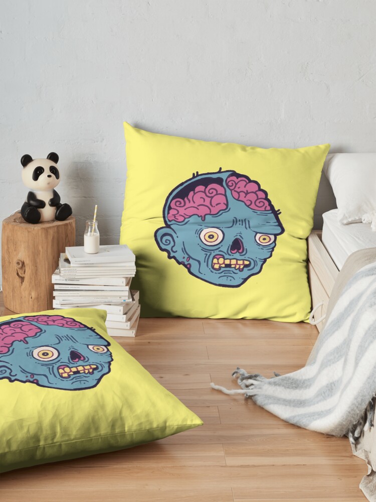 Alternate view of Zombie Brains - I bite Floor Pillow