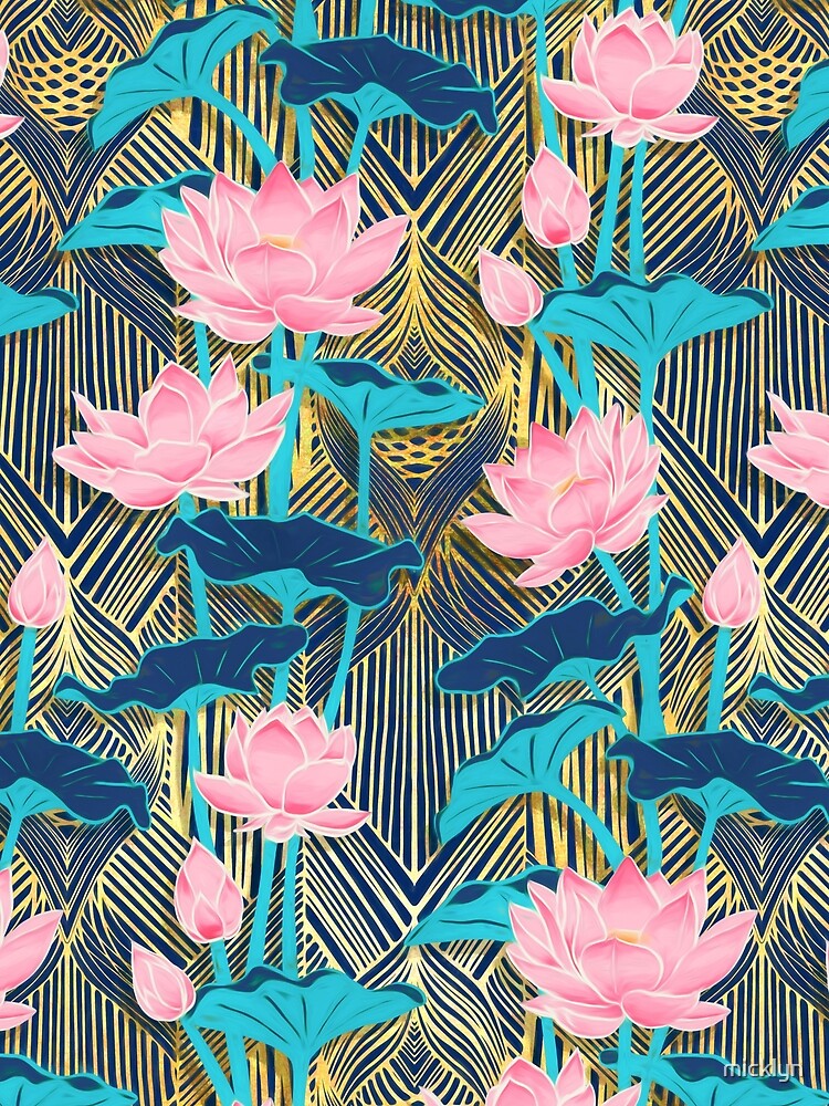 Art Deco Lotus Flowers in Pink & Navy iPhone 11 case Art Deco Lotus Flowers in Pink & Navy iPhone 11 case
