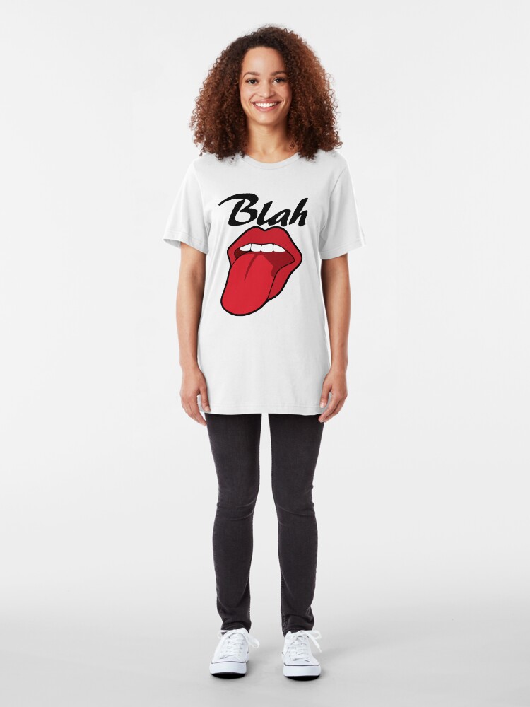 Alternate view of BLAH T-shirt With Lips and Tongue Slim Fit T-Shirt